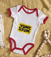 BK Kids Yum Yum Tasarımlı Kırmızı Bebek Body Zıbın-1