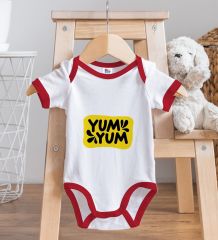 BK Kids Yum Yum Tasarımlı Kırmızı Bebek Body Zıbın-1