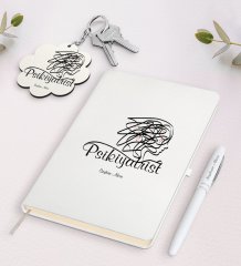 Kişiye Özel Psikiyatrist Beyaz Defter Kalem ve Anahtarlık Hediye Seti-2