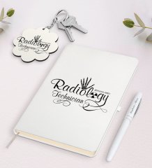 Kişiye Özel Radyoloji Teknisyeni Beyaz Defter Kalem Ve Anahtarlık Hediye Seti-1