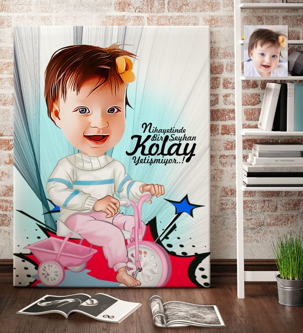 Kişiye Özel Bebek Karikatür Kanvas Tablo (70 x 100 cm.) 3