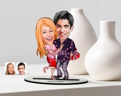 Kişiye Özel Sevgililer Karikatür Ahşap Biblo - 2