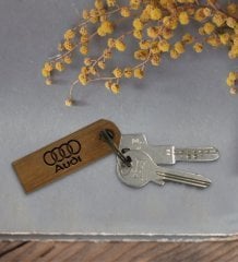 Kişiye Özel Plakalı Audi Logolu Ahşap Anahtarlık