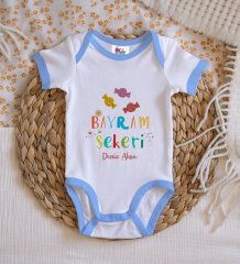 BK Kids Kişiye Özel Mavi Bebek Body Zıbın - Model 48