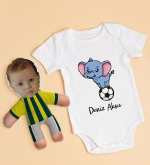 BK Kids Kişiye Özel Fotoğraflı Bebek Yastık ve Bebek Body Zıbın Hediye Seti - Model 2.4