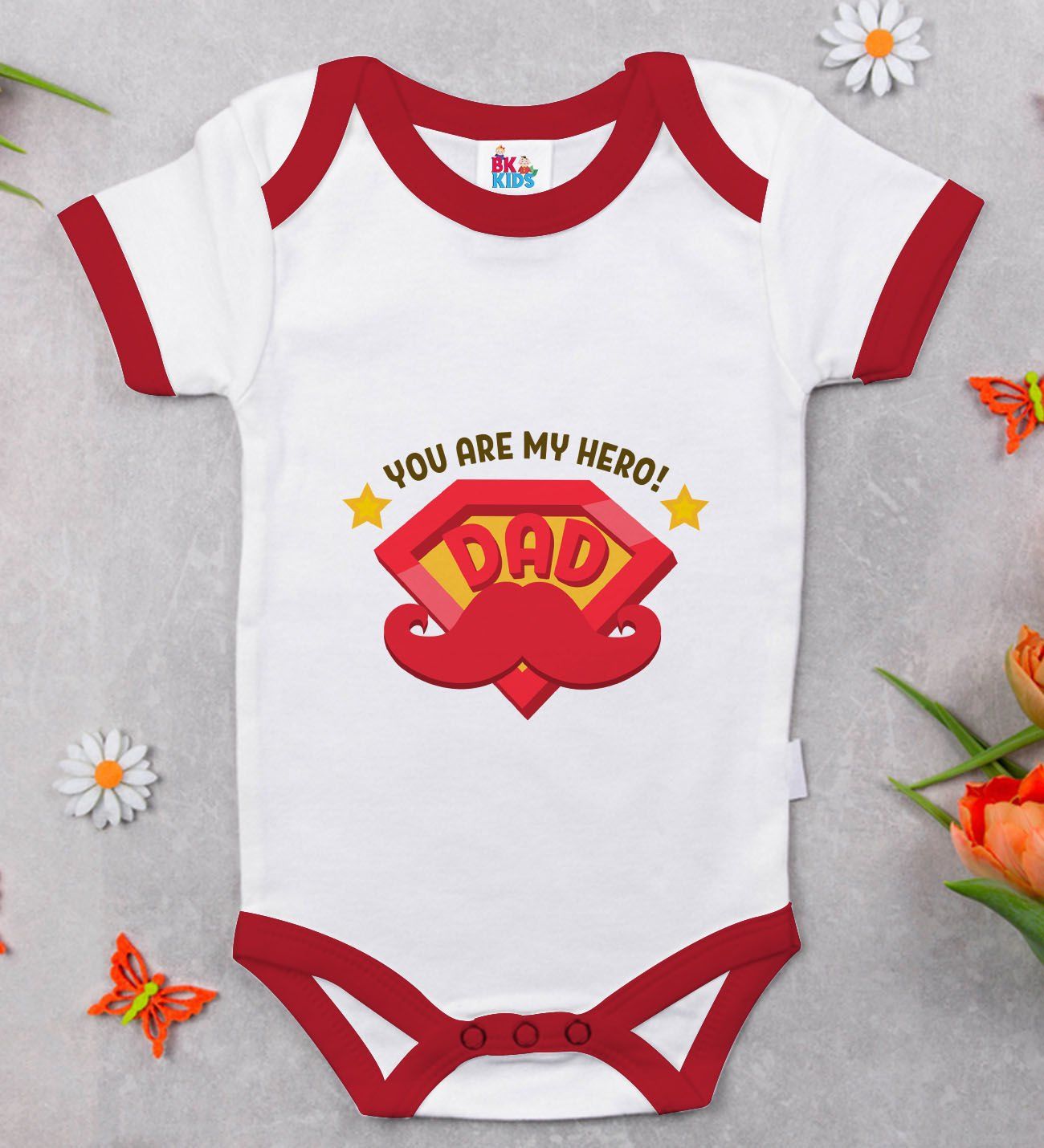 BK Kids You Are My Hero Tasarımlı Kırmızı Bebek Body Zıbın-1