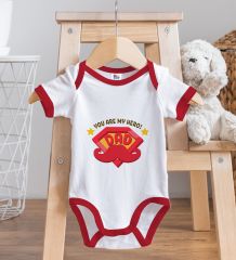 BK Kids You Are My Hero Tasarımlı Kırmızı Bebek Body Zıbın-1