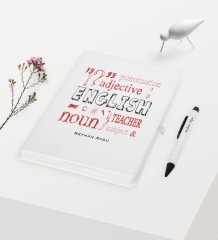 Kişiye Özel İngilizce Öğretmeni Temalı Beyaz Defter Kalem Hediye Seti - 6