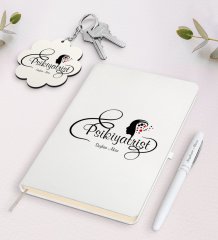 Kişiye Özel Psikiyatrist Beyaz Defter Kalem ve Anahtarlık Hediye Seti-1