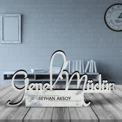 Kişiye Özel Mesleki Genel Müdür Ahşap Masa İsimliği - D8