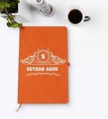 Kişiye Özel İsimli Turuncu Termo Deri Defter Model 33