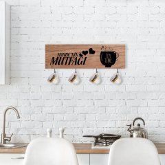BK Home İsme Özel Doğal Ahşap Dekoratif Fincan Askılığı-4