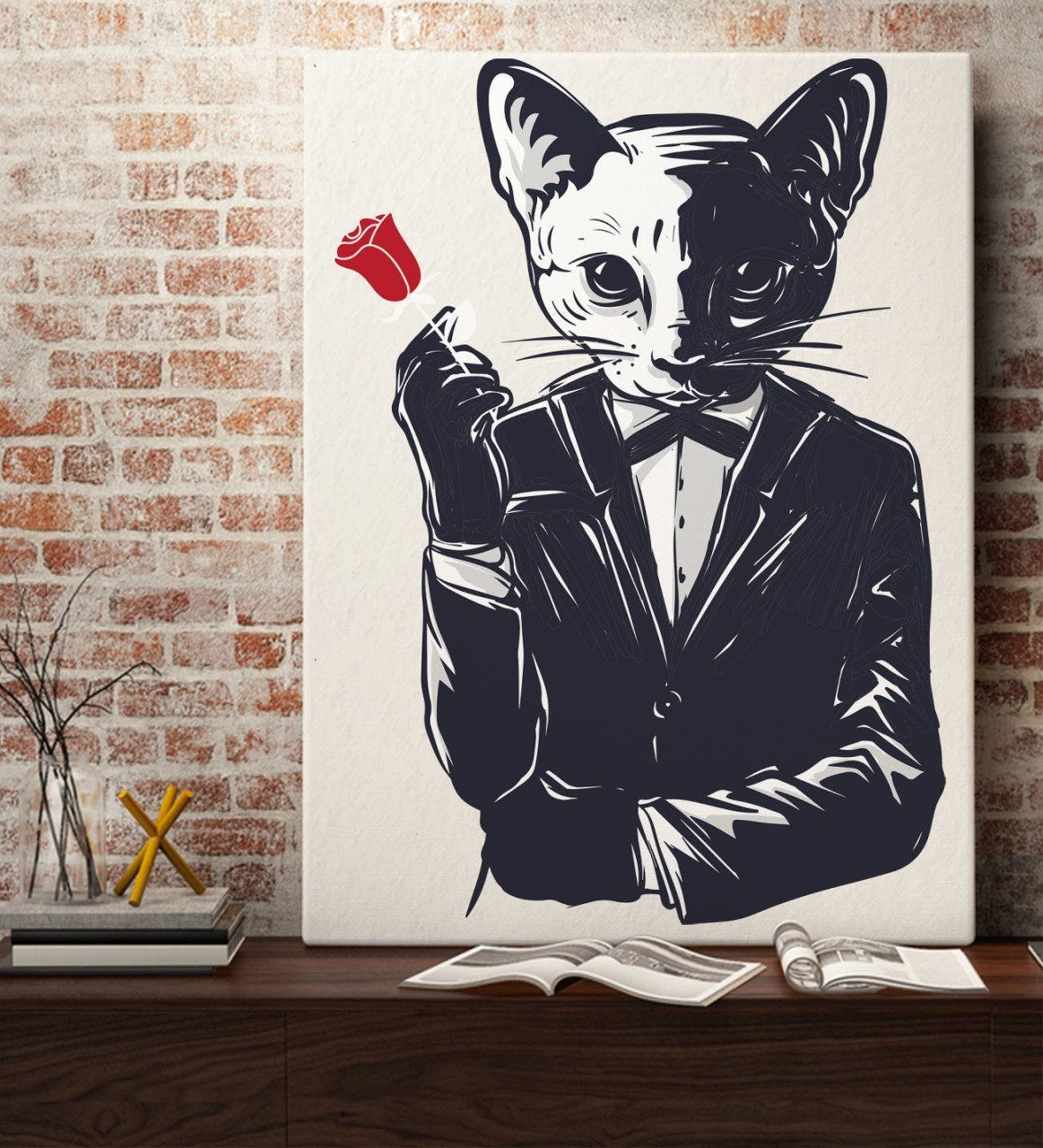 BK Gift Godfather Cat Tasarımlı Kanvas Tablo 70x100cm-1