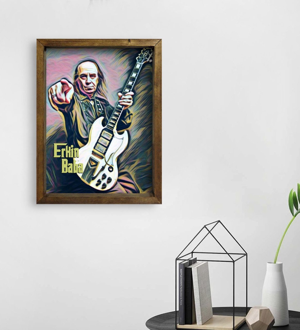 BK Home Erkin Baba Tasarımlı Doğal Masif Ahşap Çerçeveli Tablo 45x65cm-3