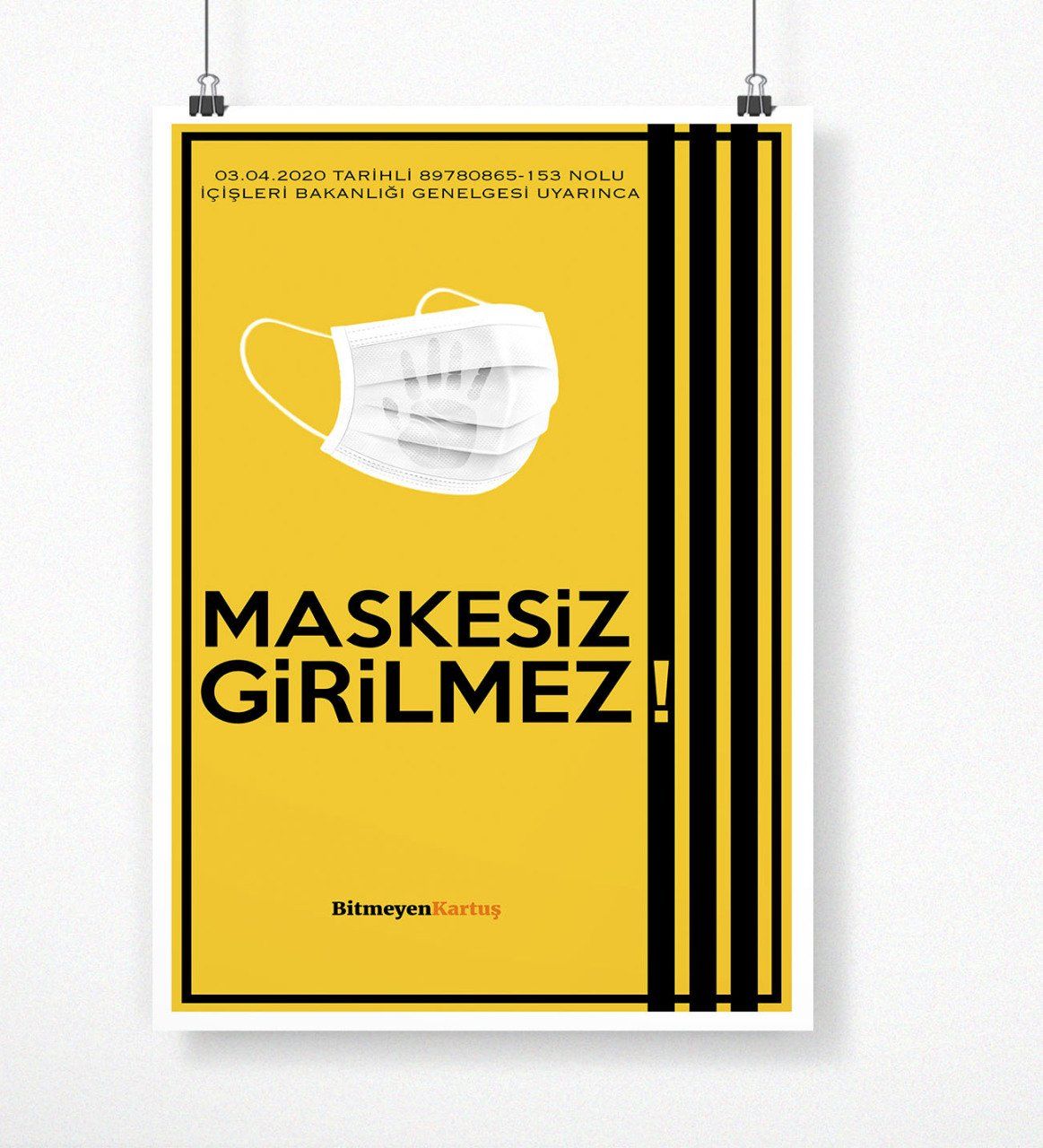 Kişiye Özel Logolu Maskesiz Girilmez Afiş Poster (50 x 70 cm.) 3