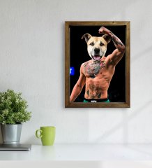 Evcil Dostlara Özel UFC Tasarımlı Portre Doğal Masif Ahşap Çerçeveli Tablo 45x65cm-1