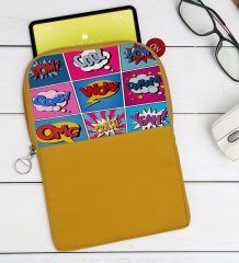BK Gift Pop Art Tasarımlı Taşınabilir Koruyucu Tablet Kılıfı & Organizer Çanta - Sarı-12