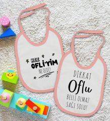 BK Kids Oflu Tasarımlı 2’li Pembe Mama Önlüğü-1