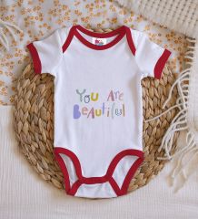 BK Kids You Are Beautiful Tasarımlı Kırmızı Bebek Body Zıbın-1