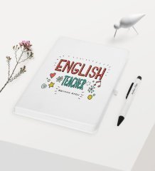 Kişiye Özel İngilizce Öğretmeni Temalı Beyaz Defter Kalem Hediye Seti - 5