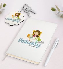 Kişiye Özel Psikolog Beyaz Defter Kalem Ve Anahtarlık Hediye Seti-2