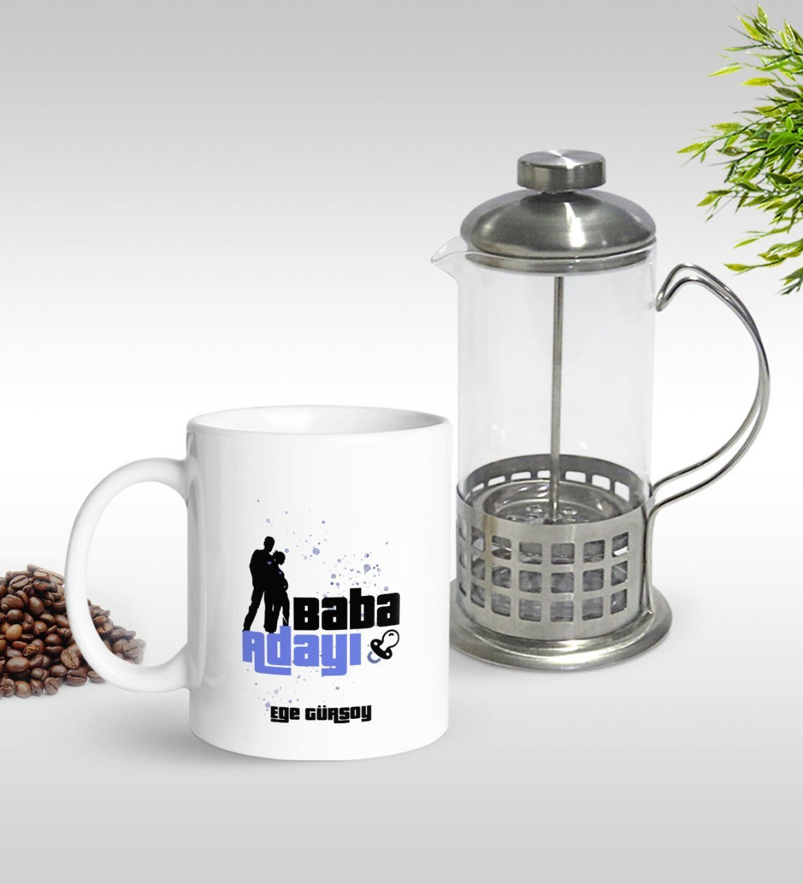 Kişiye Özel Baba Adayı Tasarımlı Kupa & French Press Seti-1