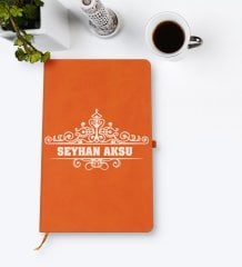 Kişiye Özel İsimli Turuncu Termo Deri Defter Model 32