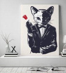 BK Gift Godfather Cat Tasarımlı Kanvas Tablo 50x70cm-1