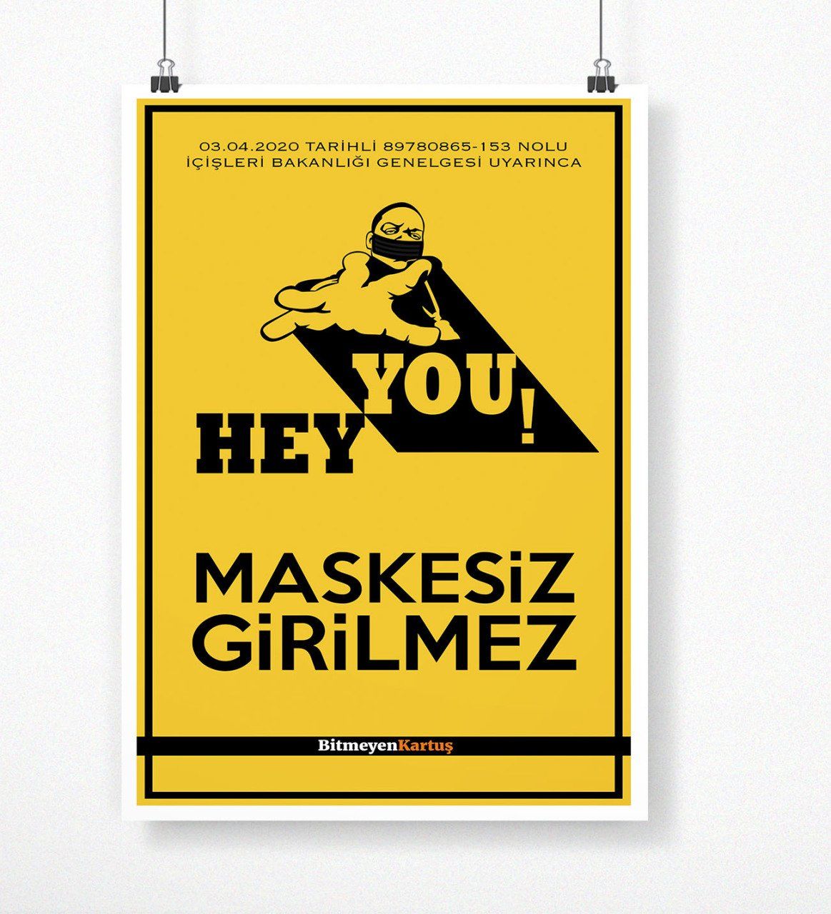 Kişiye Özel Logolu Maskesiz Girilmez Afiş Poster (50 x 70 cm.) 2