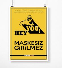 Kişiye Özel Logolu Maskesiz Girilmez Afiş Poster (50 x 70 cm.) 2