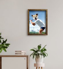 Evcil Dostlara Özel Tenis Oyuncusu Tasarımlı Portre Doğal Masif Ahşap Çerçeveli Tablo 45x65cm-4
