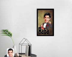 Kişiye Özel Godfather Baba Karikatürlü Dekoratif Ahşap Siyah Çerçeveli Tablo-8