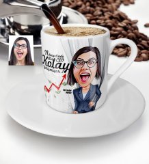 Kişiye Özel Bayan CEO Karikatür Türk Kahvesi Fincanı - 2