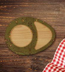 Kişiye Özel Retro Motif Tasarımlı Doğal Ahşap Tabaklı Türk Kahvesi Fincanı Sunum Seti Model 4
