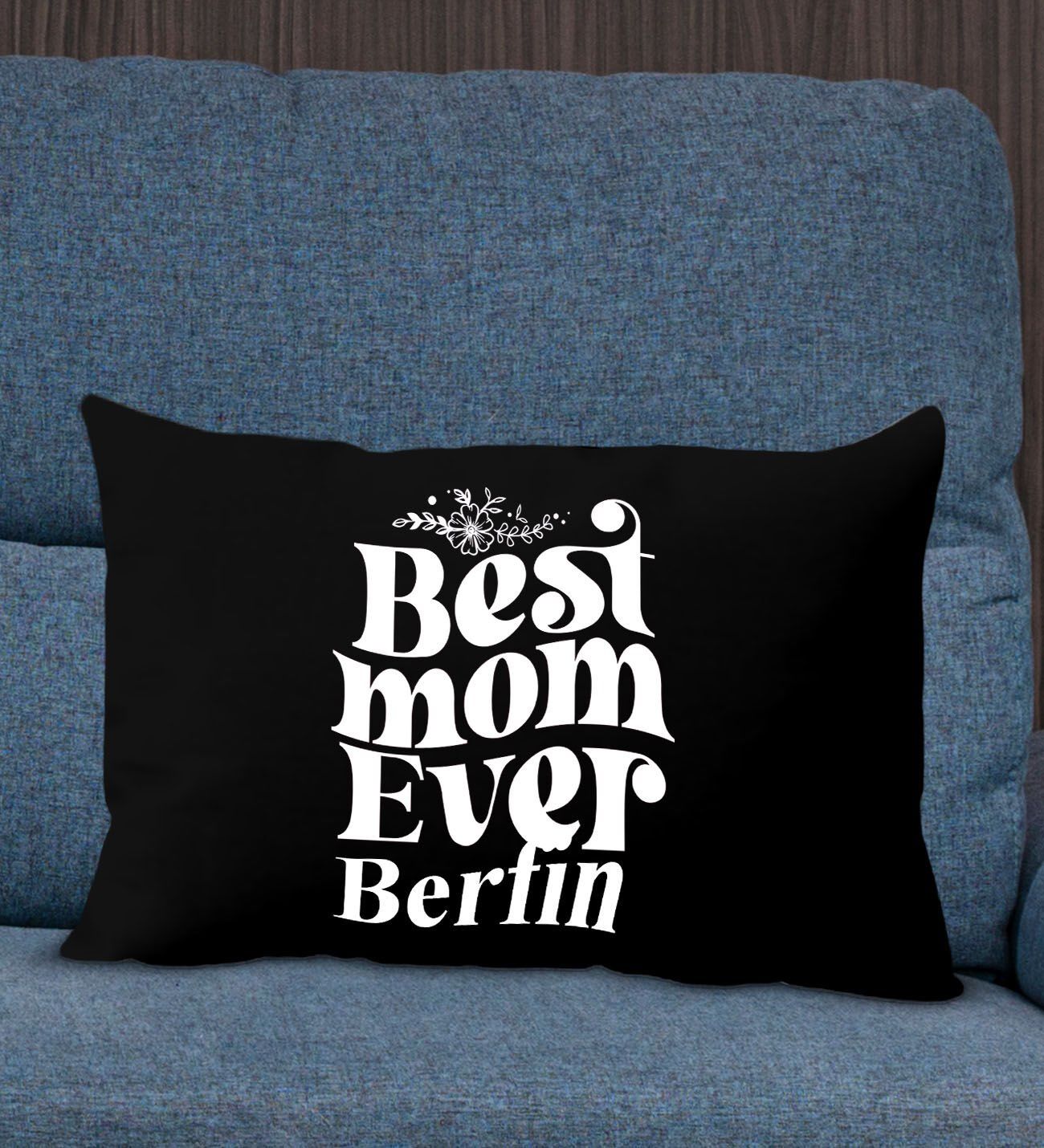 BK Gift Kişiye Özel İsimli Anneler Günü Tasarımlı Premium Kumaş Siyah Dikdörtgen Kırlent Yastık, Anneler Günü Hediyesi, Ev Dekorasyonu-1