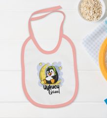 BK Kids Uykucu Güzel Tasarımlı Pembe Bebek Body Zıbın ve Mama Önlüğü Hediye Seti-1
