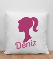Bk Gift Kişiye Özel Barbie Tasarımlı Beyaz Yastık-1, Barbie Filmi, Barbie Hediyelik Eşya, Arkadaşa Hediye