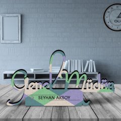 Kişiye Özel Mesleki Genel Müdür Ahşap Masa İsimliği - D10