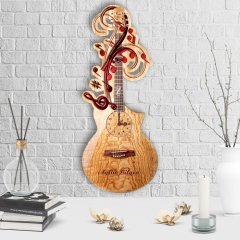 Kişiye Özel Dekoratif Gitar Tasarımlı Ahşap Duvar Saati - 3
