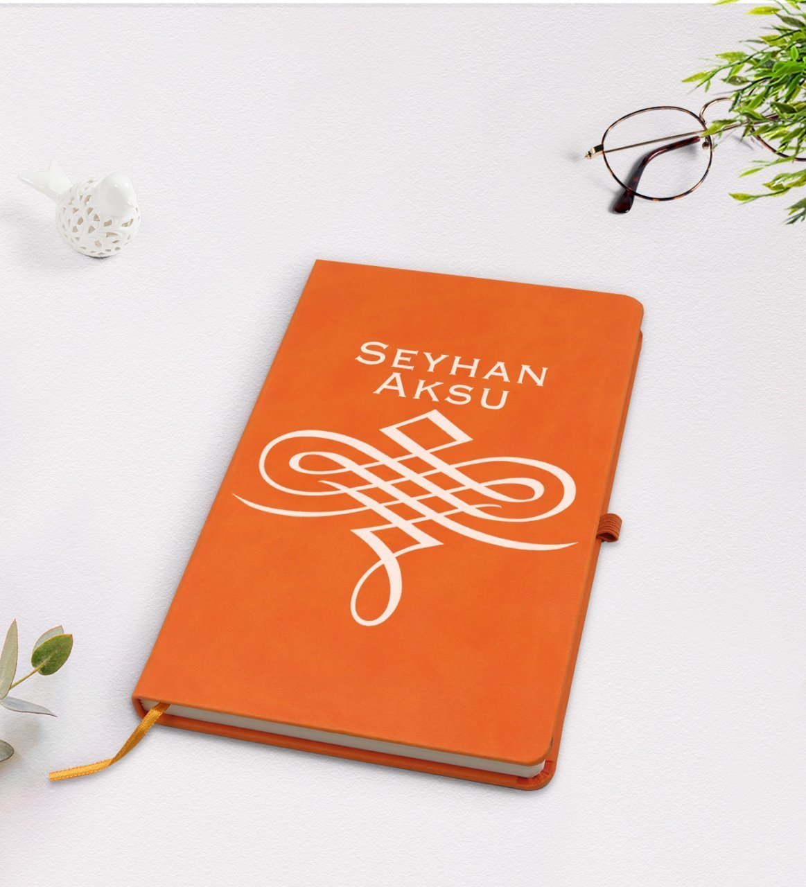 Kişiye Özel İsimli Turuncu Termo Deri Defter Model 24