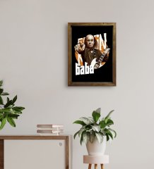 BK Home Erkin Baba Tasarımlı Doğal Masif Ahşap Çerçeveli Tablo 45x65cm-1