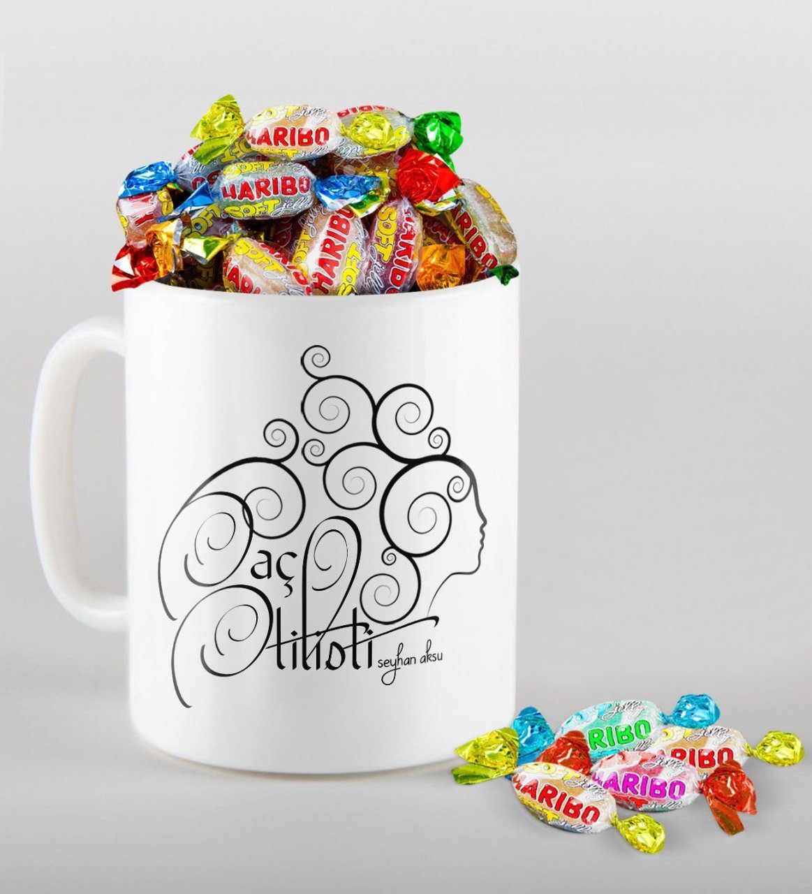 Kişiye Özel Saç Stilisti Kupa ve Haribo Şeker Hediye Seti-1