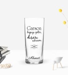 Kişiye Özel Renkli Baskılı Garson Kapıyı Getir Tasarımlı Rakı Bardağı-1