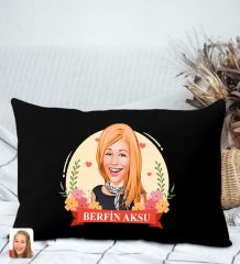 BK Gift Kişiye Özel Anneler Günü Karikatürlü Premium Kumaş Siyah Dikdörtgen Kırlent Yastık, Anneler Günü Hediyesi, Ev Dekorasyonu-6