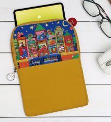 BK Gift Modern Soyut Tasarımlı Taşınabilir Koruyucu Tablet Kılıfı & Organizer Çanta - Sarı-10