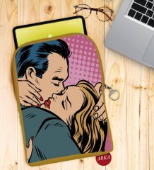 BK Gift Pop Art Tasarımlı Taşınabilir Koruyucu Tablet Kılıfı & Organizer Çanta - Sarı-10