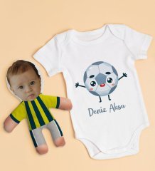 BK Kids Kişiye Özel Fotoğraflı Bebek Yastık ve Bebek Body Zıbın Hediye Seti - Model 2.1