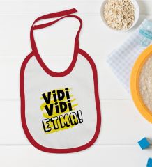 BK Kids Vidi Vidi Etma Tasarımlı Kırmızı Bebek Mama Önlüğü-1