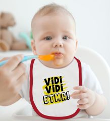 BK Kids Vidi Vidi Etma Tasarımlı Kırmızı Bebek Mama Önlüğü-1