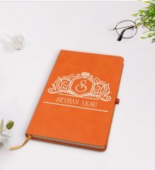Kişiye Özel İsimli Turuncu Termo Deri Defter Model 13